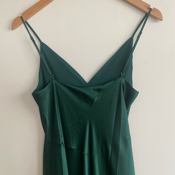 Serita Bias-Cut Silk Charmeuse Maxi Gown In Botanical Green - Picture 9 of 13